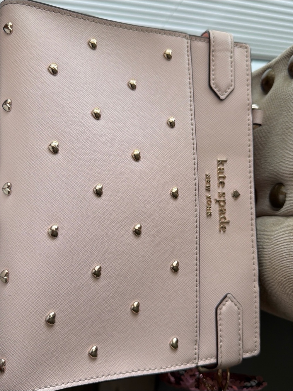 kate spade Blush Pink Heart-Stud Crossbody
